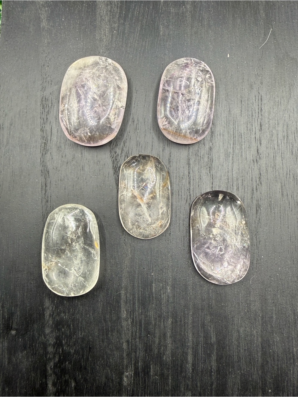 Brazilian Amethyst w/ Powellite Inclusions Palm Stone - *UV Reactive* - Picture 2 of 7